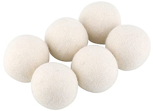 Bolas de secado de lana de 6 piezas/6 cm, bolas de secado natural de 2,36 pulgadas, reutilizables para la absorción de agua, eliminan la electricidad estática y la ropa seca