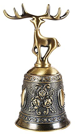 FONDUO Gold Tischglocke Handglocke, Weihnachten Glocke Dekorationen, Rentier Glocken, Rezeptionsklingel Tischklingel Anrufsglocke, Abendessen am Empfang,Hotelservice,Meditationsgebet, (Retro Hirsch)