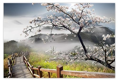 WTD H839M_NS1DB Sticker mural décoratif Motif fleurs de cerisier japonais 155 x 105 cm