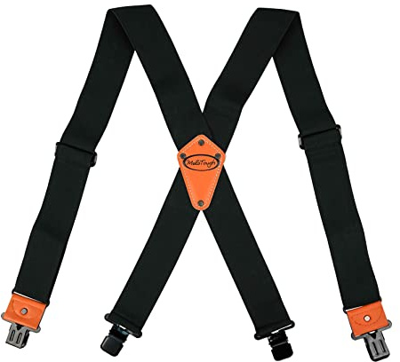 MELOTOUGH Men suspender with 2 inch elastic fully adjustable X back Industrial Strength Suspender (Black)