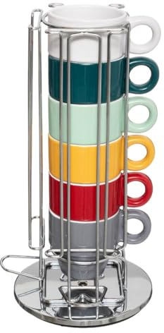 Secret de Gourmet - Set 6 Tasses à Expresso avec Rack Rotatif chromé et Porte Capsules