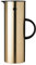 Stelton Isolierkanne EM77 - Doppelwandige Isolierkanne für heiße/kalte Getränke - Tee- & Kaffeekanne mit Glaseinsatz, Magnetverschluss, Schraubdeckel, Vintage-Design - 1 Liter, Brushed Brass