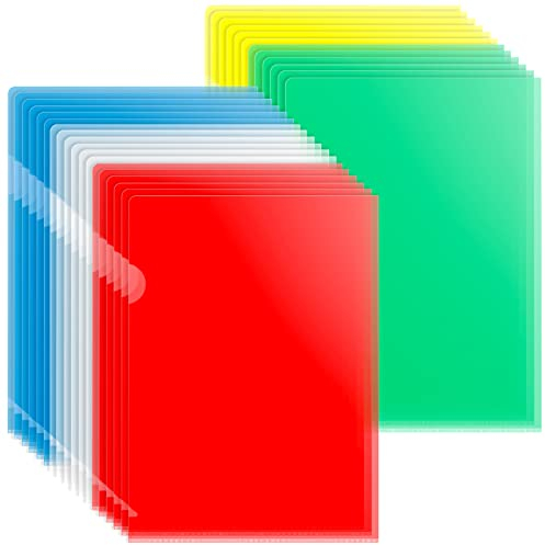 Aktenhülle, LEOBRO Dokumentententasche 30 Stück 5 Farben, A4 Dokumentenordner, 0.16 mm PP Sichthüllen oben und seitlich offen Für DIN A4 Aufbewahrung von Papier, Büro und die mobile Organisation