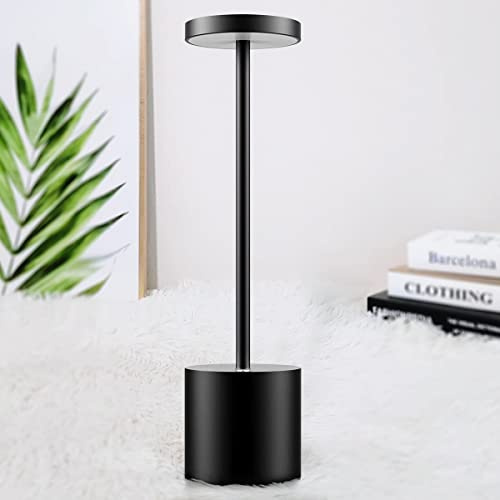 bravzurg Lampada da Tavolo Senza Fili Ricaricabile, 5000mAh Lampada da Comodino a LED, Luce a USB Batteria Dimmerabile, 3 Modalità di Colore, per Scrivania/Esterno/Tavola/Ristorante/Comodino