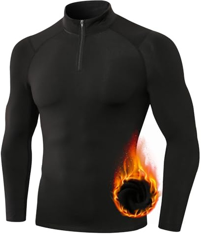 TERODACO Thermounterwäsche Herren Oberteil 1/4 Zip Skiunterwäsche | Atmungsaktiv Weich Innenfleece Funktionsunterwäsche Männer Sport Gym Fitness Thermo Unterwäsche