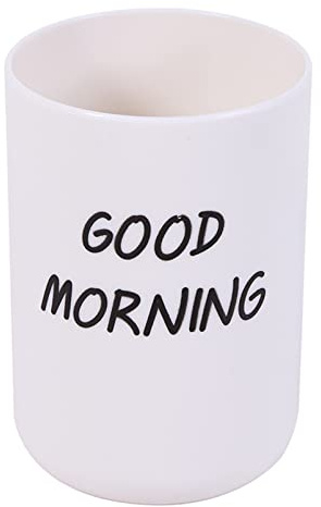 JUNYY Paar Kreative Guten Morgen Badezimmer Becher Mundwasser Tasse Kunststoff Verdickte Zahnputzbecher (Weiß)