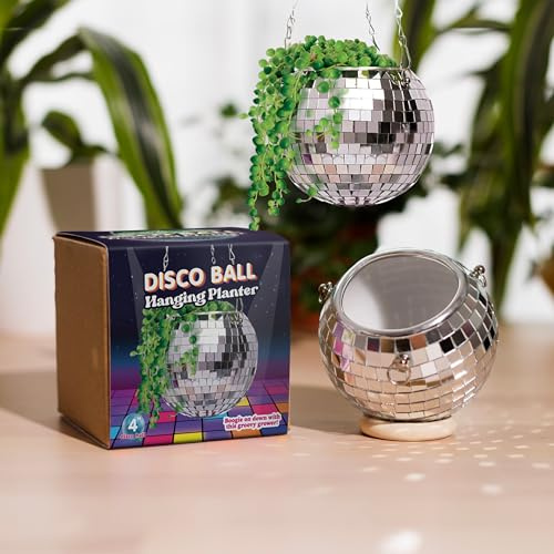 Bubblegum Stuff Fioriera sospesa a forma di palla da discoteca (10,2 cm) - Fioriere da appendere per piante da interno - Vasi a forma sferica con esterno a specchio - Disponibile nelle dimensioni da