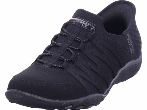 Skechers Mujer Breathe-Easy Roll-With-Me Slip-In ENTRENADOR, Black Ripstop/ Knit, 39.5 EU