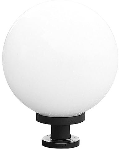 OSALADI Lámpara de globo con montaje en poste, 20 cm, bola redonda acrílica, lámpara de columna al aire libre, villa con farol LED farol jardín con base para césped