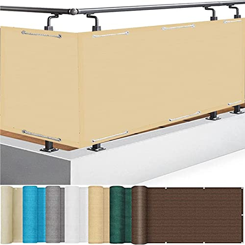 Couverture de confidentialité Écran 105 x 250 cm éviter Les Regard indiscret Panneau de clôture avec Oeillets Attaches de câble pour Jardin Terrasse, Couleur Crème