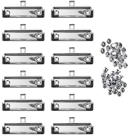 12 x Klemmen für Klemmbrett, Schreibwaren, Tellerhalter, Eisen mit Gummigriff, 9,9 cm, federbelastete Klemmbrett-Klammern mit niedrigem Profil für