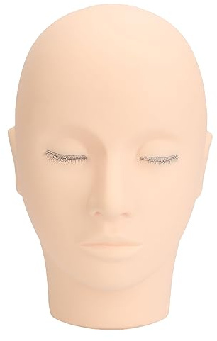 Lash Mannequin Head, 3 Layer Lashes Doll Head for Eyelash Extension, Silicone Practice Training Doll Head for Makeup Beauty (Pink)