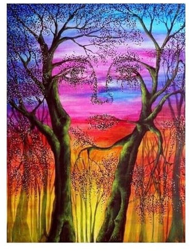 Yoonqun Malen Nach Zahlen Erwachsene,Bäume Landschaft Dame DIY Ölgemälde auf Leinwand Erwachsene Kinder Ölgemälde Kit mit Pinseln und Acrylfarbe für Home Décor (ohne Rahmen) 50x65cm