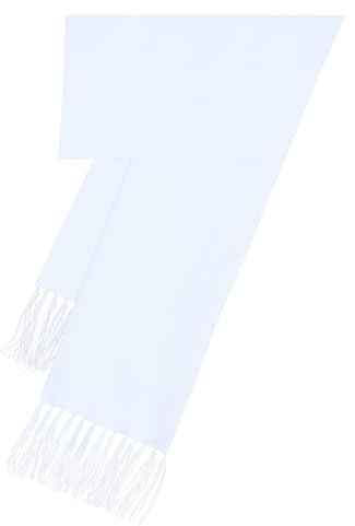 S.H. Churchill & Co. 100% Silk White Formal Scarf for Men – Luxury Tuxedo & Black Tie Accessory with Hand-Tied Fringe