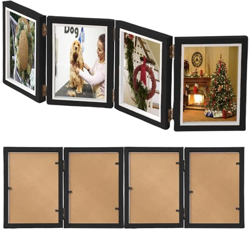 Cadre photo pliable pour 4 photos : 4 cadres 10 x 15 cm avec charnière et vitre en verre