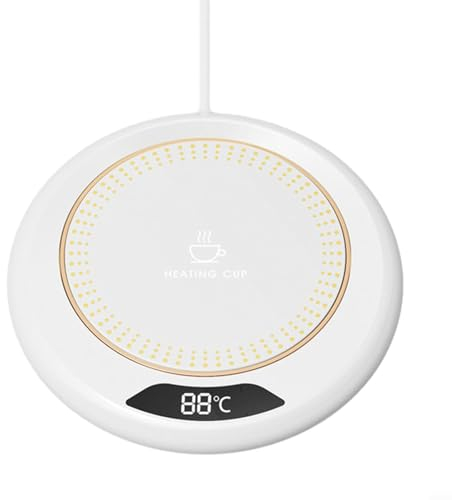 HEIBTENY Thermostatisches Pad Kaffeetassenwärmer Beheiztes Thermos-Untersetzer-Pad Elektrischer Smart-Tassenwärmer Temperatureinstellungen USB-Getränkewärmer 3 Temperatureinstellungen(White)
