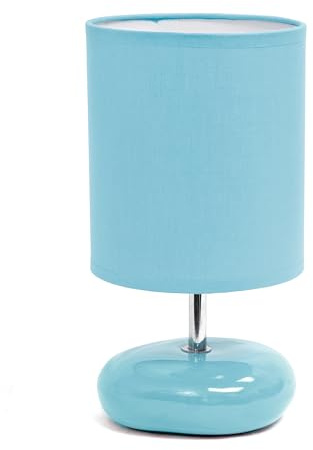 Simple Designs LT1153-BLU Petite Circle Stone Table Lamp for Bedroom, Kids Room, Office, Living Room, Nursery, Reading Nook, Blue