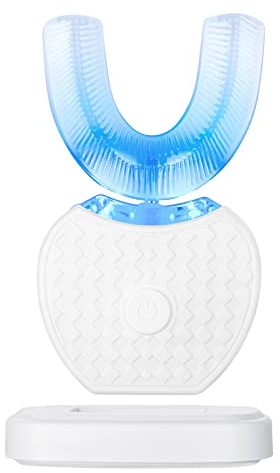 Cepillo de dientes ultrasónico eléctrico, cepillo de dientes eléctrico ultrasónico automático de 360 °, cepillo de dientes automático con blanqueador de dientes fríos (White, 1)