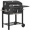 Outsunny Holzkohlegrill aus Edelstahl BBQ Smoker mit Deckel Thermometer Räder Kohlewanne Griff Ablage Grillwagen, Kohlegrill Standgrill für Barbeque Camping, Garten 115 x 67 x 107 cm