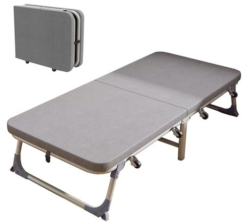 Gästebett Klappbar mit Matratze Tragfähigkeit 200kg, Klappbett Camping mit Rädern Platz Sparen, Reisebett Erwachsene, für Wohnzimmer Schlafzimmer Gästezimmer(185x100x38 cm)