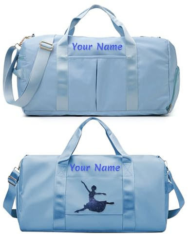 Sac à Bagages personnalisé avec Texte de nom de Photo, Sac de Voyage personnalisé avec Poches humides et sèches et Compartiment à Chaussures, Sac de Gym de Danse personnalisé