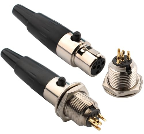 RUNCCI-YUN 2Set Mini 4-polige XLR-Anschlüsse Stecker und-Buchsen,Mikrofonkabelstecker,Mikrofon-Audiobuchse Lötanschluss XLR Einbaubuchse Buchse