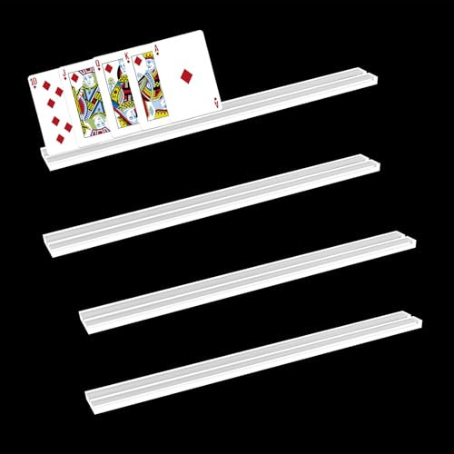 JINGHANGER 4 Stück Spielkartenhalter für Spielkarten 40x3 cm Spielkartenständer aus Acryl Kartenständer für Senioren Erwachsene Kinder