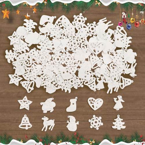 Feliciay 150 Stück Weihnachten Holzanhänger,Mini Holzdeko Weihnachts Deko Set,Weihnachtshandwerk Weihnachtsanhänger,Weihnachten Streudeko Holz für Dekofür Handwerk Making DIY Weihnachtsdeko