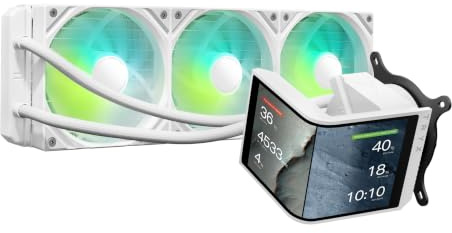 TRYX PANORAMA SE 360 ARGB White 360mm AIO Rotatable 6.67'' AMOLED Curved Screen 3D Anamorphic Effect Customizable AIO Cooler 360mm White Asetek Adela 280w TDP Intel LGA 1851/1700/1200/115X AMD AM5/AM4