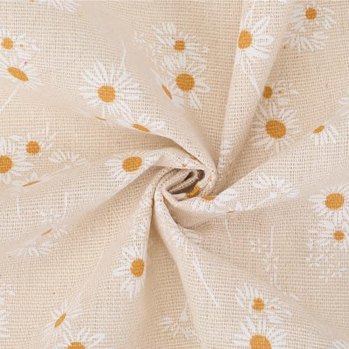 CABODYALS 0.91 m 63(1) cm Baumwollstoffbündel Mit Blumenmuster Leinenmischung Weicher Weißer Bestickter Stoff Meterware Zum Nähen Herstellen von Kleidungszubehör DIY Quilten Bastelbedarf Für Anfänger