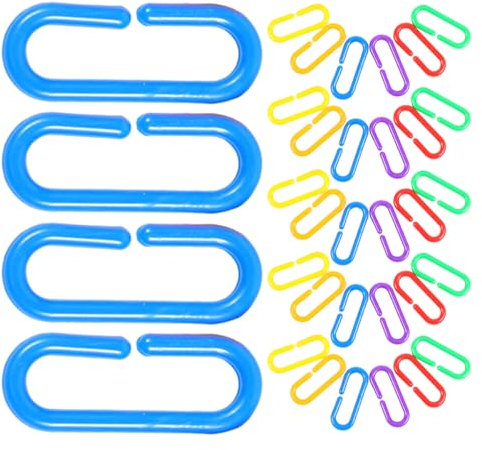 Toyvian 360pcs Colorful Plastic Chain Links and C-clips Baby Toy Links for Kindergarten Educational Use Bird Cage Accessories and Parrot Climbing Chain