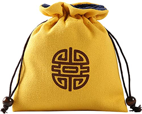 AOYUDJ Jewelry Dices Card Bag Printing Drawstring Bag Divinations Tarot Bag Cotton Cloth Game Cards Stored Bag, Yellow