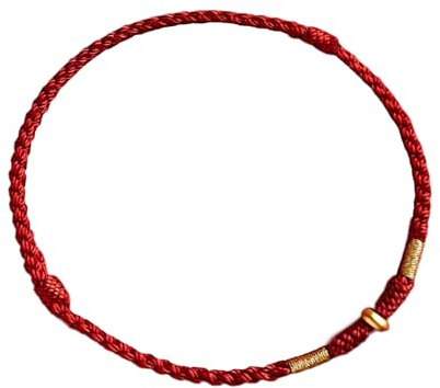 Shuade Bracelet de cheville réglable en corde rouge tissée à la main pour les amoureux des femmes et des hommes avec perles dorées, Métal