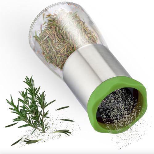 ZOLMER Macinino peperoncino in acciaio inox e vetro, tagliaspezie – Affettatrice peperoncino per spezie grossolane e peperoncino – Macinaspezie – con coperchio protettivo