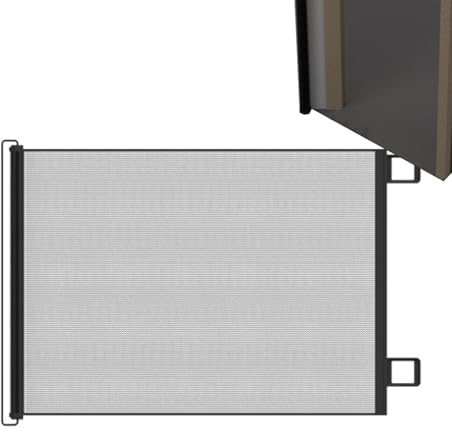 Barrière rétractable pour animaux de compagnie, extensible jusqu'à 150 cm de large, 80 cm de haut, barrière en maille pour chien et chat pour escaliers, intérieur, extérieur et couloir, noir