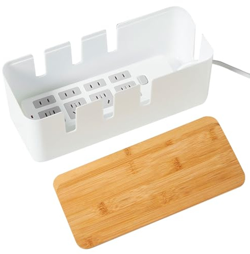 Eventerde Caja Organizadora De Cables - Caja para Cables,Funda de Madera para para USB Centro Multimedia Escritorio Ordenador TV Hogar Salón