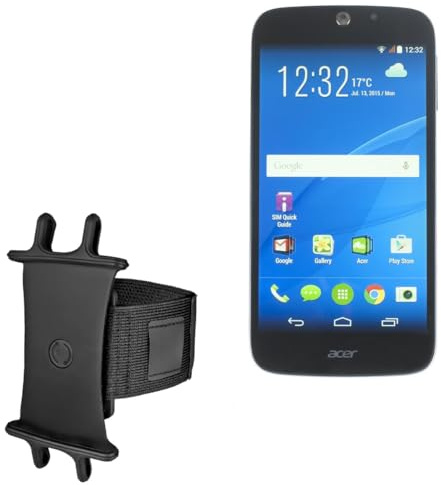 BoxWave Holster Compatible with Acer Liquid Jade Z - ActiveStretch Sport Armband, Adjustable Armband for Workout and Running - Jet Black