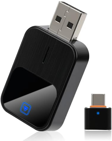 Adaptateur CarPlay sans fil, Axrye adaptateur Bluetooth pour voiture, compatible avec iPhone et Android Auto, 2 en 1 avec USB/Type-C clé Bluetooth pour voitures iOS 12+ et Android 11+ à partir de 2015