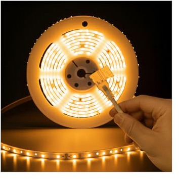 Brightex 30m 220V LED Strip Light – Super Bright SMD Flexible Warm White LED Tape with UK Plug & Connector, Cuttable Waterproof Indoor Outdoor Lighting for Kitchen, Bedroom, Living Room, Christmas