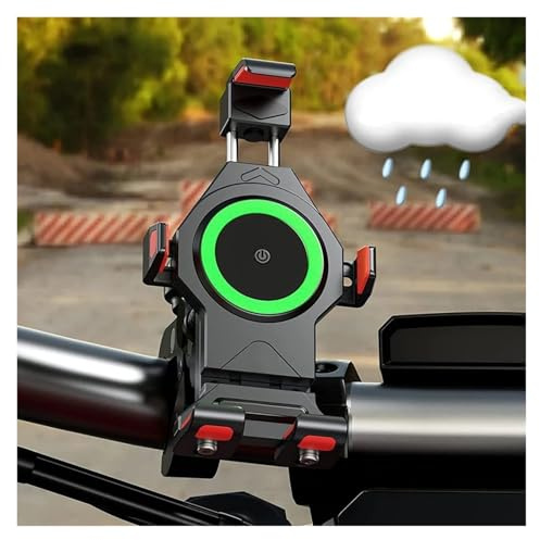 Dnhqknoaf Motorrad Handy Halterung Motorrad-Telefonhalter 15W Qi Wireless Charger Vibrationsdämpfer wasserdichte Lenker-Handyhalterung Fahrrad Handyhalterung