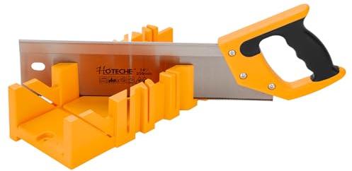 Hoteche ABS Gehrungslade und Handsäge,30 * 9.5cm | Multi-Winkel Schneiden 22,5/45/90 Grad,für Schnelle & Präzise Schnitte, Extrabreite Schneidlade für Schwere Holzarbeiten