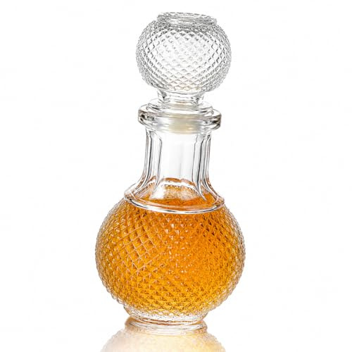 SUPVOX Decantador creativo de botellas de licor de vidrio grueso de 250 ml, dispensador de vasos de whisky con diseño de tierra, adecuado para servir vino y cóctel en casa y bar