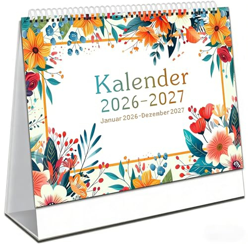 Tischkalender 2026 2027, 2-Jahres-Kalender, 24 Monatskalender | Tischkalender zum Aufstellen von JAN. 2026 bis DEZ. 2027, Büro & Homeoffice Kalendarien, 20.5 x 20.5cm Deutsch