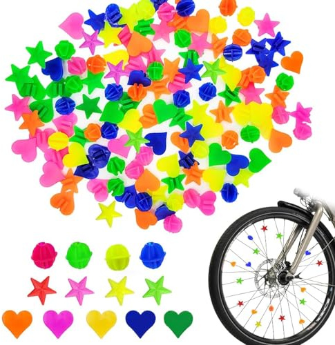 LOMSUXA 108 Stück Bunten Fahrradspeichen Fahrrad Zubehör Kinder, Kinderfahrrad Zubehör, Fahrrad Speichenperlen Kinderfahrrad Speichenklicker, Fahrradspeichen Dekorationen für Mädchen und Jungen
