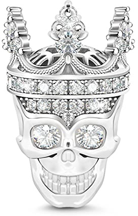 GNOCE Schädel Perlen Charm Anhänger 925 Sterling Silber Bead Charms Zirkonia Charm Schmuck für alle Armbänder Halsketten Geschenke Bijouterie für Halloween Damen Männer