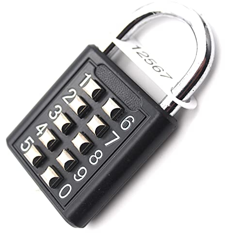 10-Digit Cadenas à combinaison Serrure Combinée, Métal étanche et Fermoir Combiné en acier plaqué - Noir Anti-vol Bouton Cadenas