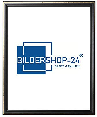 Bildershop-24 Bilderrahmen Barockrahmen Kalypso 50 X 70 cm (PUZZLEFORMAT) Schwarz Goldglanz Antik ANTIREFLEX