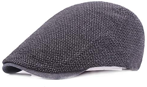 Herren Baskenmütze, Einstellbar Schiebermütze Flatcap, Barett Cap,Gatsby KostümStil Accessoires,Fashion Forward Cap Früher,Größe 55-60cm（Schwarz）