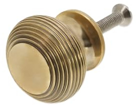 Infinity Decor Traditional Style Reeded Beehive Solid Brass Cupboard Knob Aged Brass Pull Handle 40mm – Ideal for Drawer Cabinets Doors