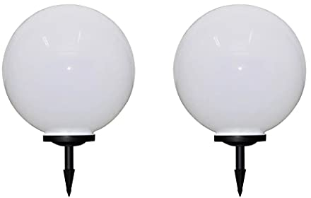 vidaXL 2x Wegeleuchte LED Kugel Solarkugel Gartenlampe Kugelleuchte Außenlampe Solarlampe Solarleuchte Außenleuchte Gartenleuchte 50cm mit Erdspieß